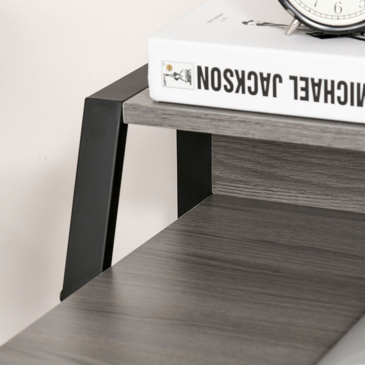 Writing Desk Computer Table Home Office PC Laptop Workstation Storage Shelf Color Black Grey Grain Color