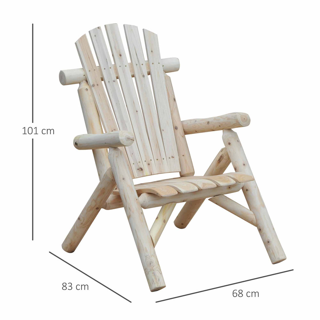 Outdoor Lounge Chairs, Fir Wood Adirondack Outdoor Patio Lawn Deck Furniture Lounge Chair, Natural Wood