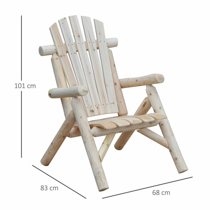 Outdoor Lounge Chairs, Fir Wood Adirondack Outdoor Patio Lawn Deck Furniture Lounge Chair, Natural Wood