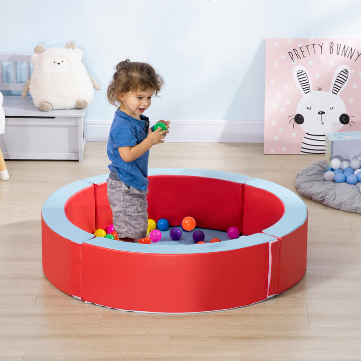 Baby Ball Pit Pool with Removable & Washable Cover, 113 x 26cm Balls Round for Baby with 100 Ocean Balls,  Indoor & Outdoor, Red Light Blue