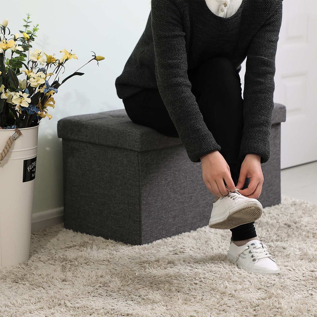 80L Linen Look Ottoman
