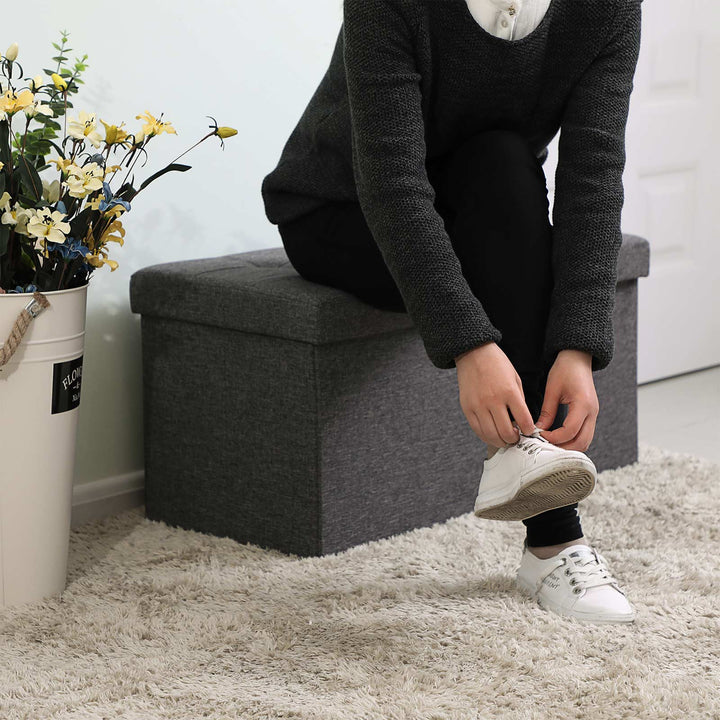 80L Linen Look Ottoman