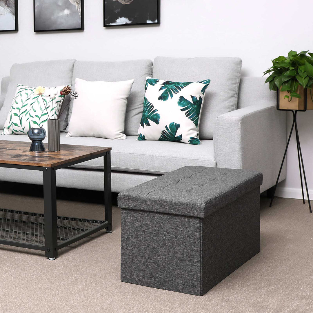 80L Linen Look Ottoman