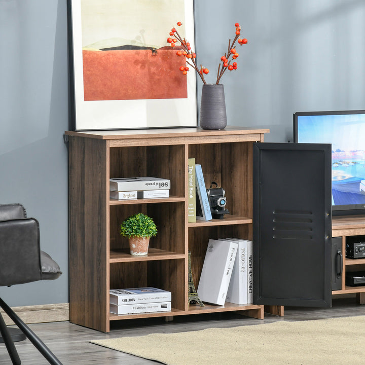 Cupboard Storage Cabinet with 3 Tiers and Steel Door, Home Organizer Sideboard with Adjustable Shelf for Dining Room, Living Room, Kitchen