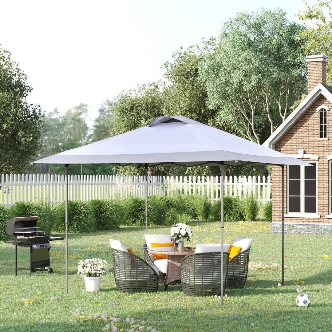 Outsunny 4 x 4m Pop-up Canopy Gazebo Tent with Roller Bag &amp; Adjustable Legs Outdoor Party, Steel Frame, White
