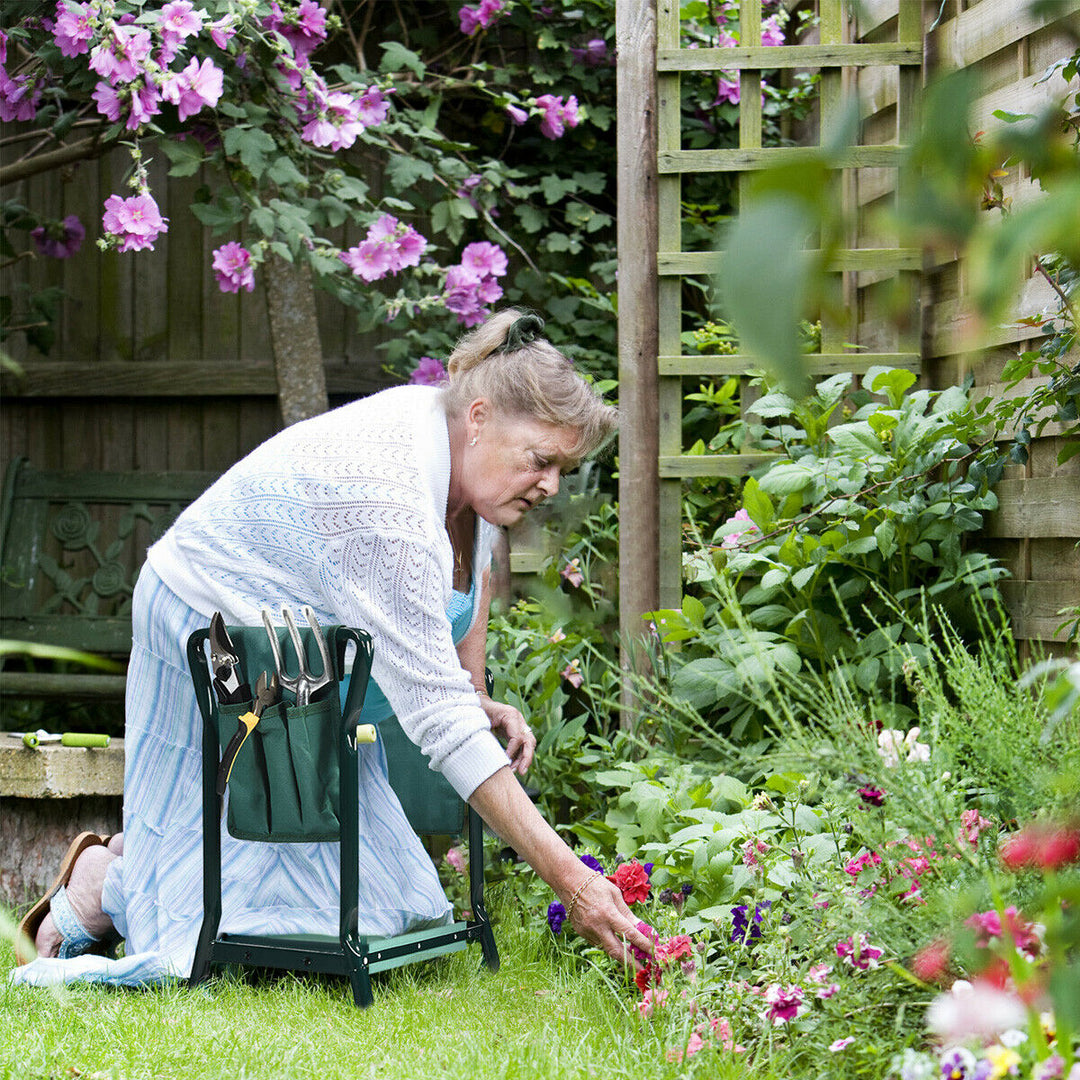 Folding Padded Garden Kneeler, Seat with Tool Storage