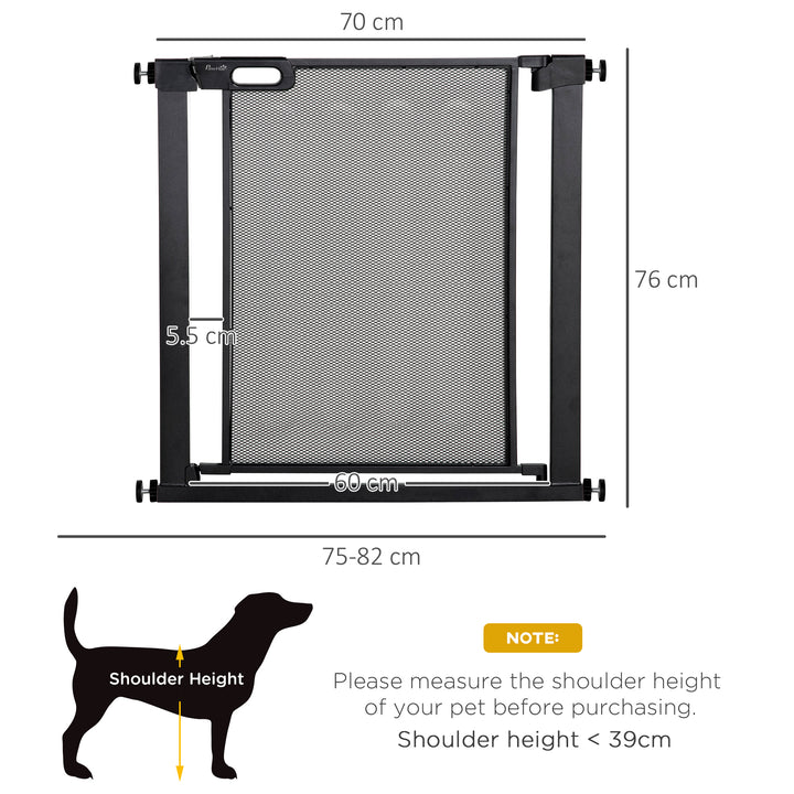 PawHut Pressure Fit Safety Gate for Doors and Stairs, Dog Gate with Auto Close, Pet Barrier for Hallways, with Double Locking Openings 75-82 cm Black