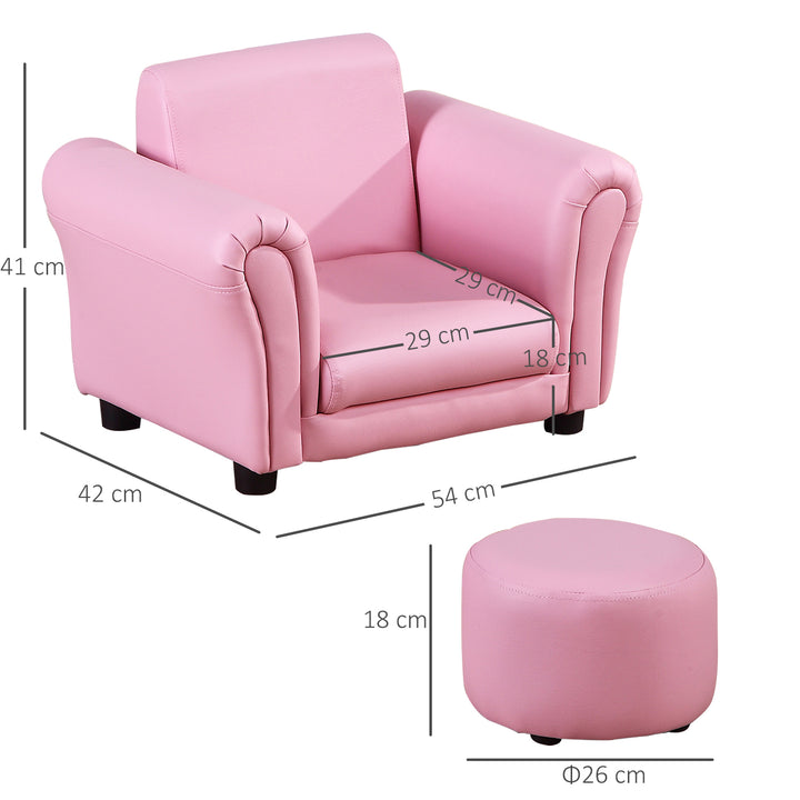 Single Seater Kids Sofa Set Children Couch Seating Game Chair Seat Armchair w/ Free Footstool (Pink)