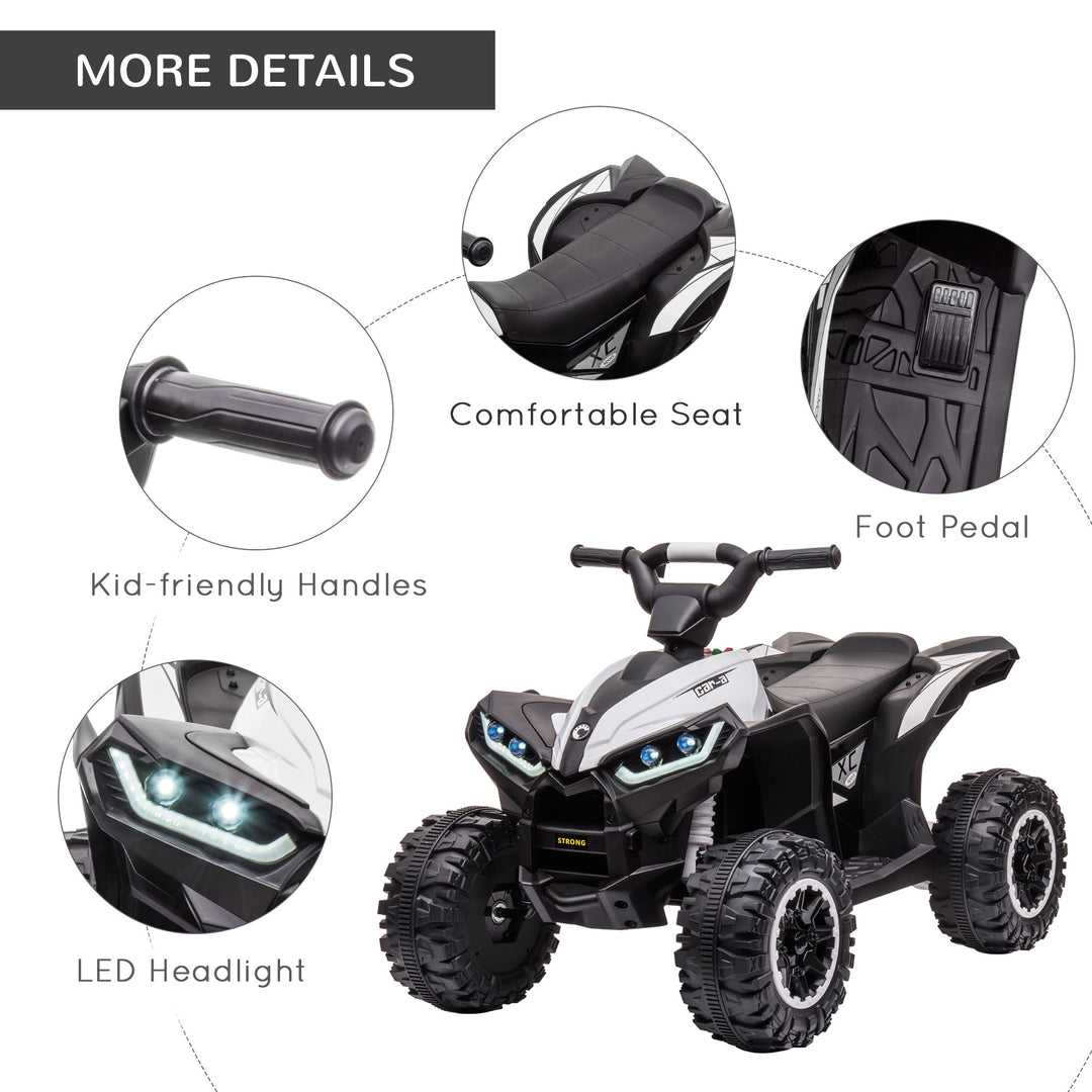 HOMCOM 12V Quad Bike with Forward Reverse Functions, Ride on Car ATV Toy with High/Low Speed, Slow Start, Suspension System, Horn, Music, White