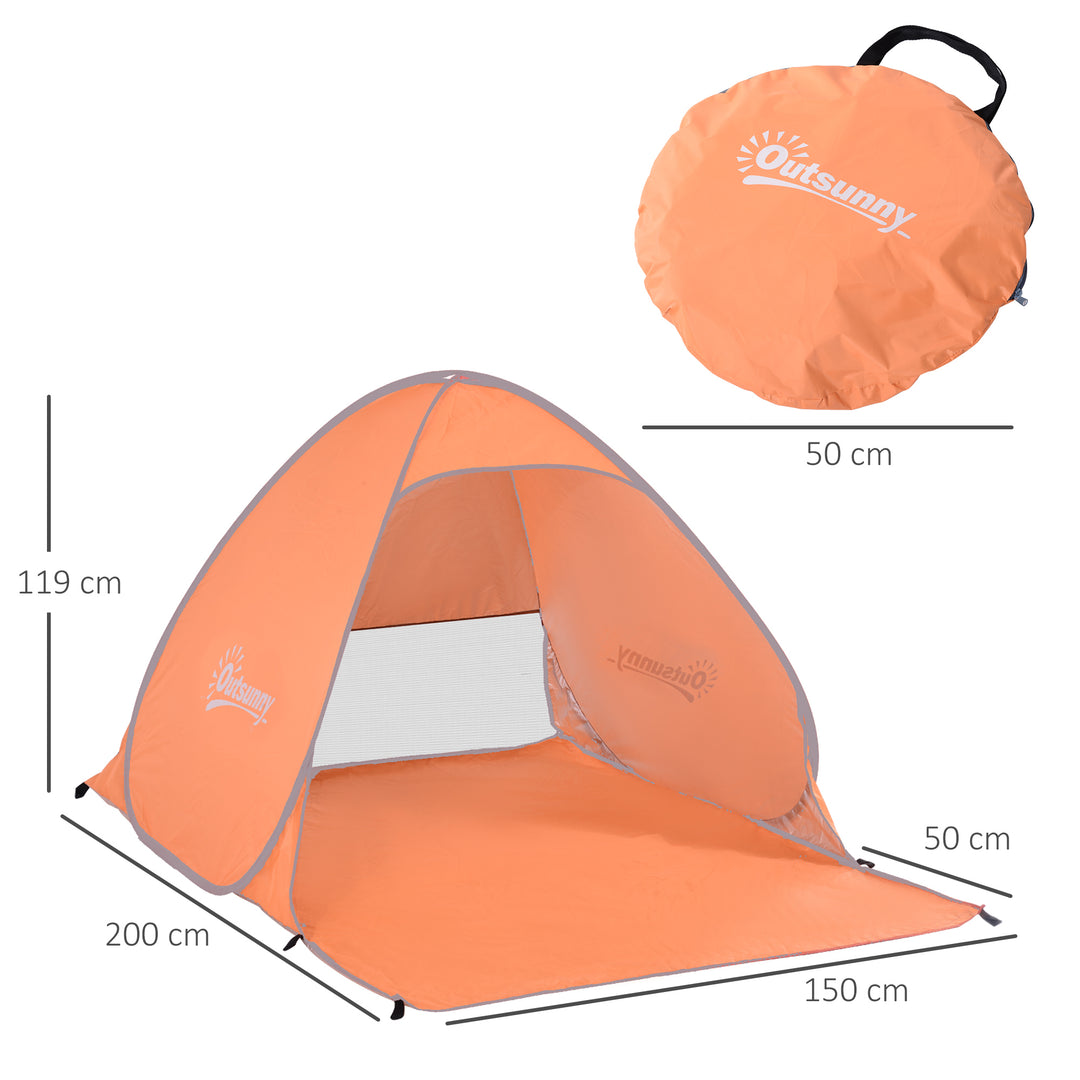 Pop-up Portable Beach Tent Hiking UV Protection Patio Sun Shade Shelter Tent of 2 Person-Orange