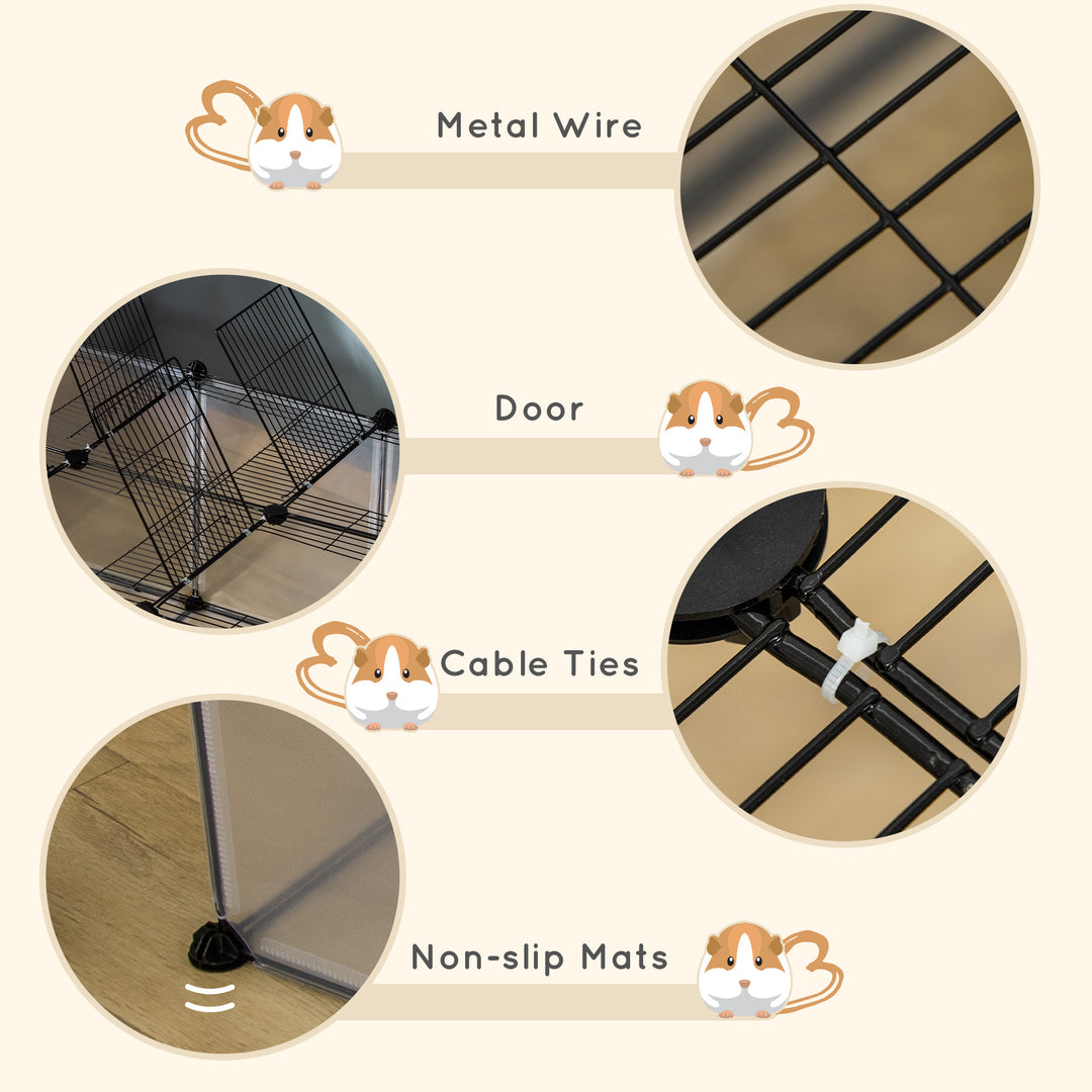 PawHut DIY Pet Playpen with Door Bottom 22 Panels Small Animal Cage for Guinea Pigs, Rabbit, Chinchilla, Transparent