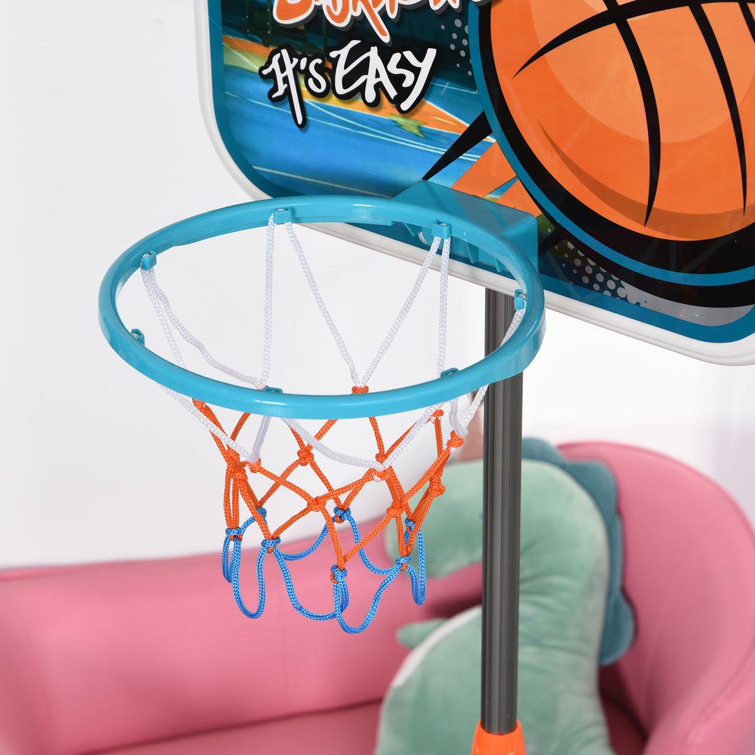 Kids Height Adjustable Aluminium Basketball Hoop Stand w/ Ball