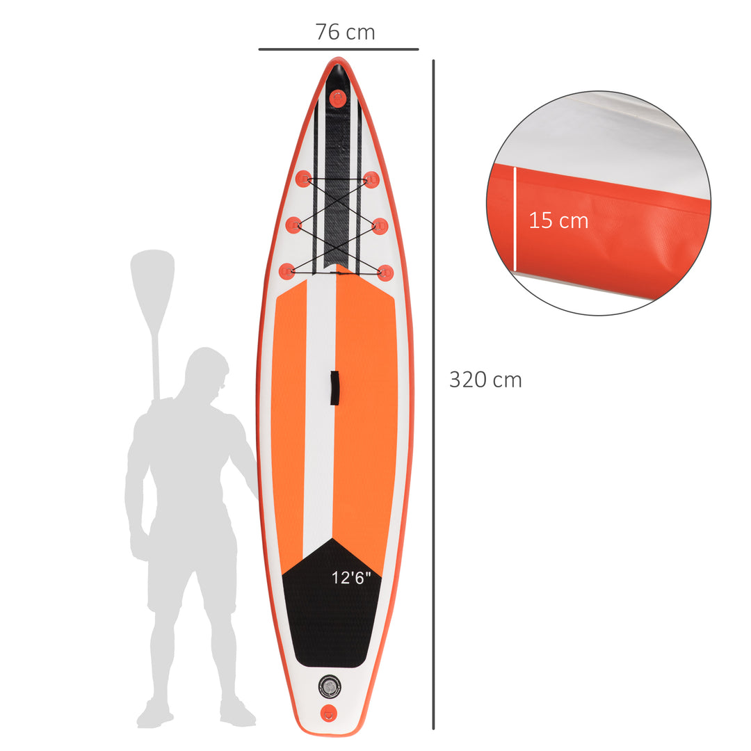 Inflatable 10'6" x 30" x 6" Paddle Stand Up Board, Adjustable Aluminium Paddle, Non-Slip Deck Board w/ISUP Accessories, 320Lx76Wx15Hcm, White