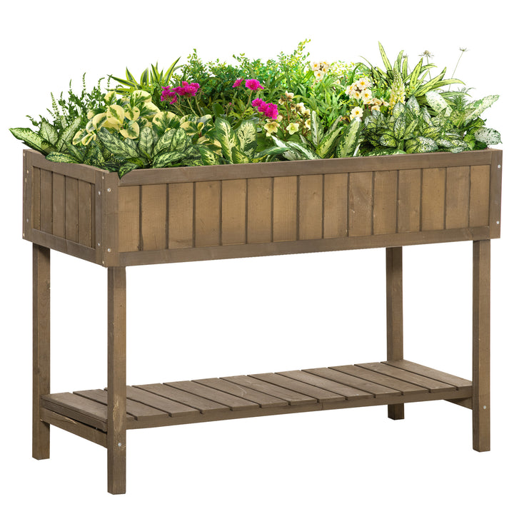 Outsunny Wooden Planter Raised Bed Container Garden Plant Stand Bed 8 Boxes 110L x 46W x 76Hcm Brown