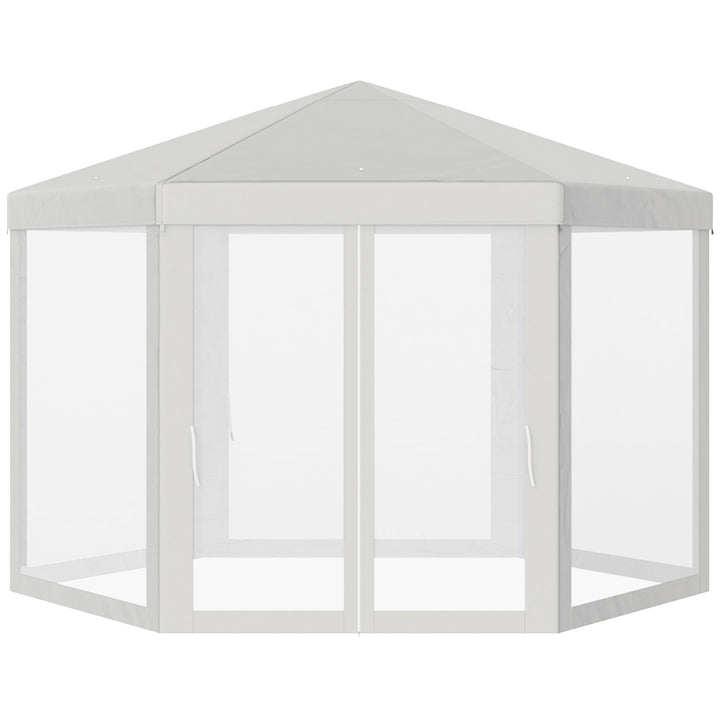 Netting Gazebo Hexagon Tent Patio Canopy Outdoor Shelter Party Activities Shade Resistant (Creamy White)