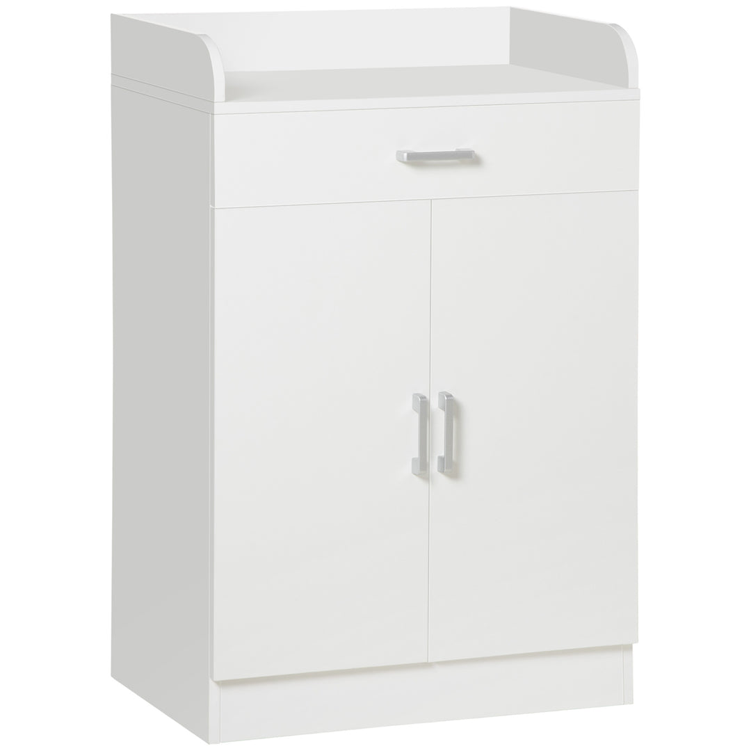 Modern Storage Cabinet, Small Floor Cupboard with Drawer and Adjustable Shelf for Kitchen, Living Room, Bedroom, Hallway, White