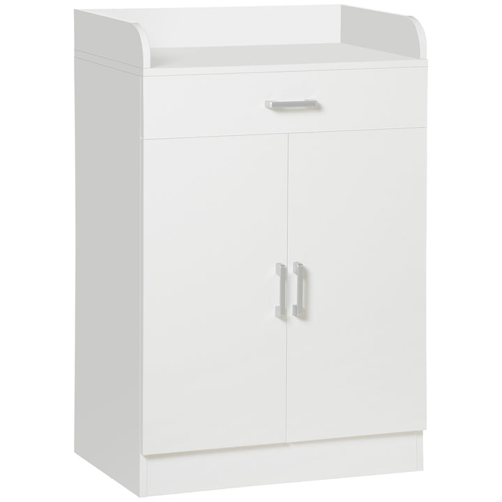 Modern Storage Cabinet, Small Floor Cupboard with Drawer and Adjustable Shelf for Kitchen, Living Room, Bedroom, Hallway, White