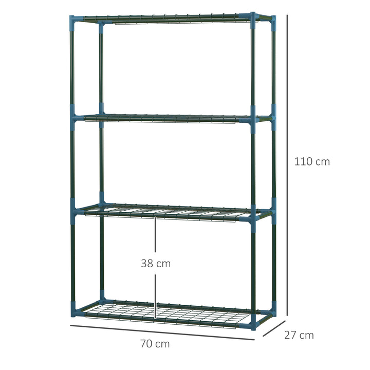 Modern Plant Stand Set of 2, 4-Tier Planter Holder with Steel Frame, Outdoor Flower Display Rack for Potted Plants Balcony Décor, Green