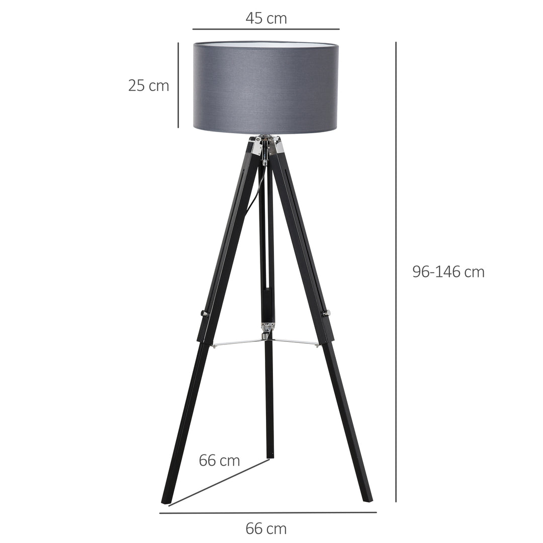Modern Tripod Standing Lamps for Living Room with Fabric Lampshade, Floor Lamps for Bedroom, (Bulb not Included), Grey and Black