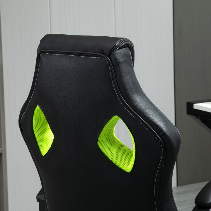 High-Back Gaming Chair Swivel Home Office Computer Racing Gamer Desk Chair, Black Green
