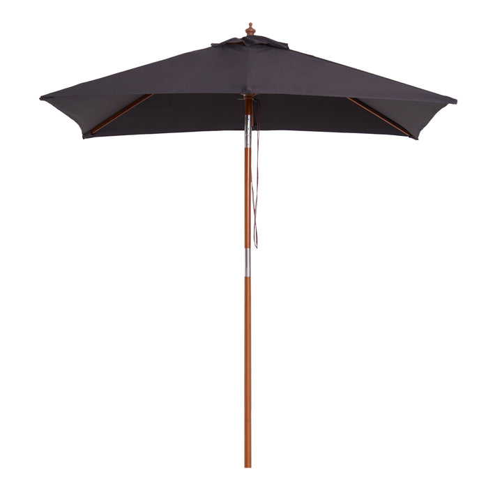 2m x 1.5m Tilt Mechanism Bamboo Wooden Frame Parasol Deep Grey