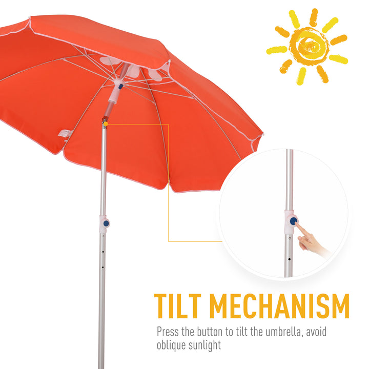 Outsunny Arc. 1.9m Beach Umbrella with Pointed Design Adjustable Tilt Carry Bag for Outdoor Patio Orange