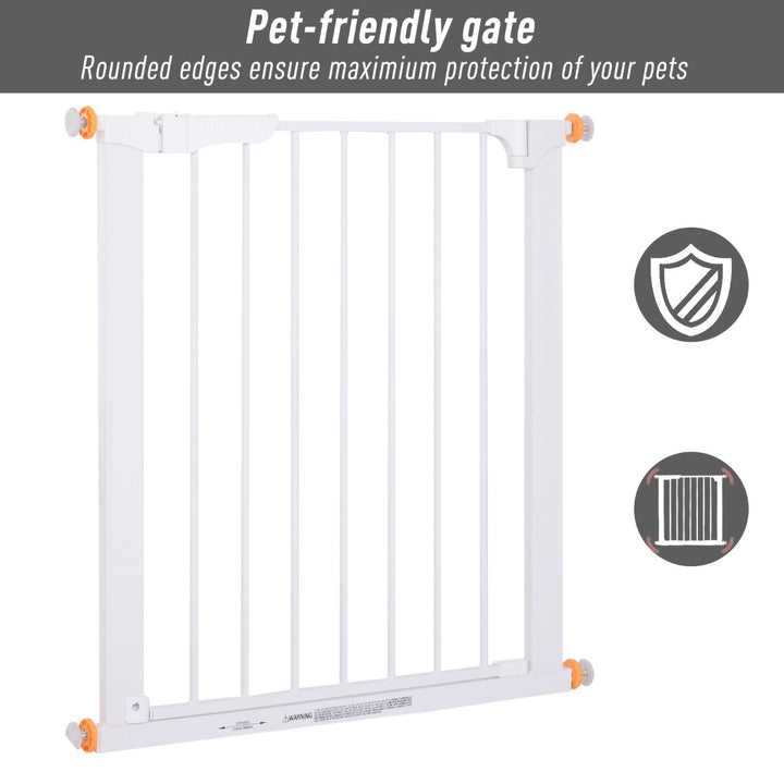 Pet Safety Barrier Gate W/ Iron tube, 74.9H x 73-80W cm-White