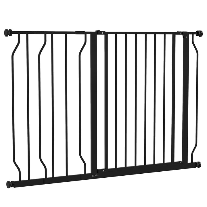 Wide Dog Safety Gate, with Door Pressure, for Doorways, Hallways, Staircases - Black