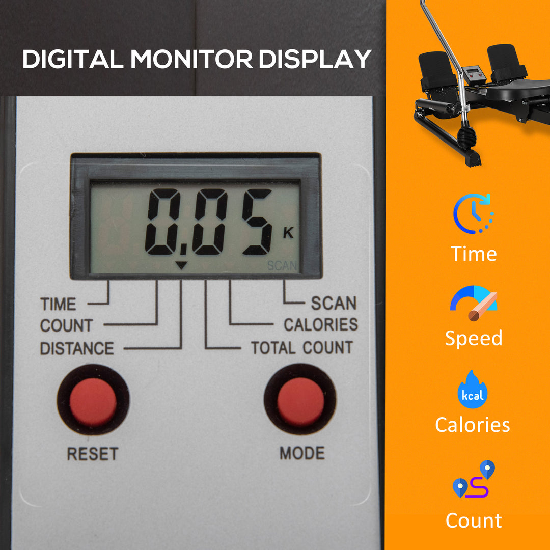 Rowing Machine, Rower with Adjustable Resistances and Digital Monitor for Home, Office, Gym