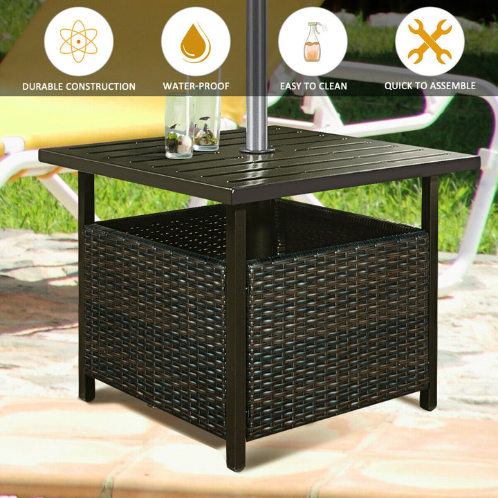 Square Rattan Patio Table with Parasol Hole