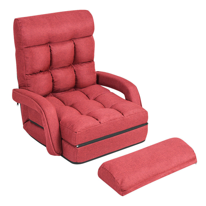 Adjustable Folding Floor Lazy Chair with Pillow-Red