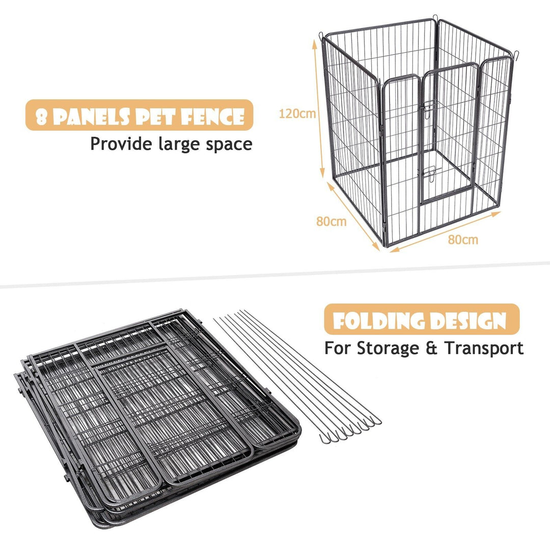 8-Panel Height Anti-Rust Pet Playpen with Lockable Gate