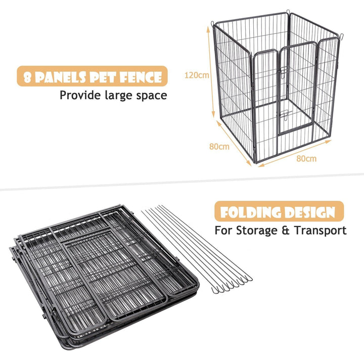 8-Panel Height Anti-Rust Pet Playpen with Lockable Gate
