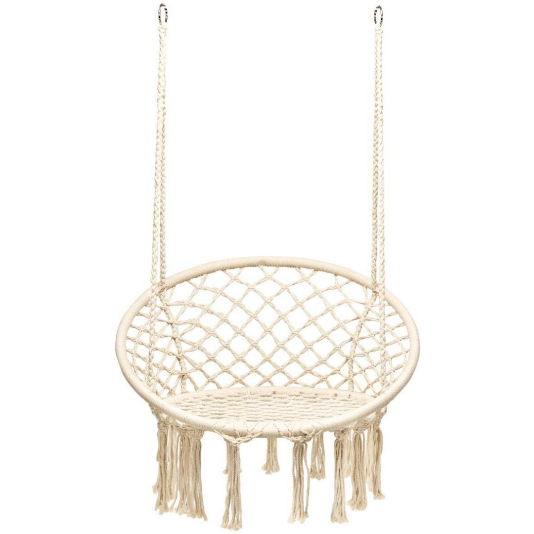 Hammock Swing Chair with Metal Rings (Stand not Included)-White
