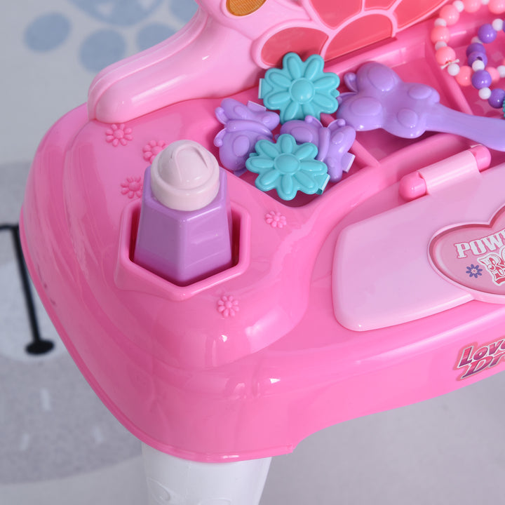 Kids Pretend Play Plastic Vanity Table Set Pink/White