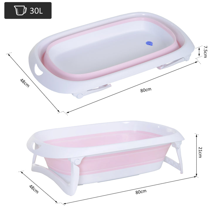 Folding Portable Baby Bathtub Safety Shower w/ Anti-Slip Comfortable Washer Pink