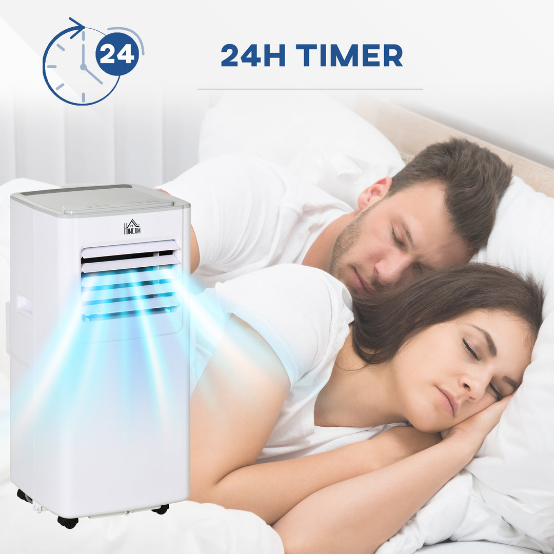 HOMCOM 7000 BTU Mobile Air Conditioner Portable AC Unit for Cooling Dehumidifying Ventilating with Remote Controller, LED Display for Bedroom, White