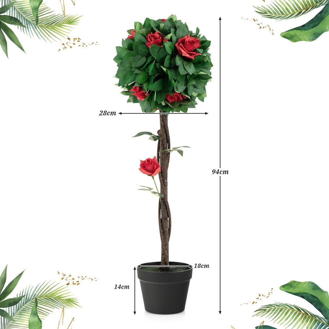 92cm Artificial Blooming Camellia Tree with 12 Red Flowers and Pot
