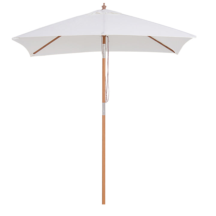 2m x 1.5m Patio Garden Parasol Sun Umbrella Sunshade Canopy Outdoor Backyard Furniture Fir Wooden Pole 6 Ribs Tilt Mechanism -  Cream White