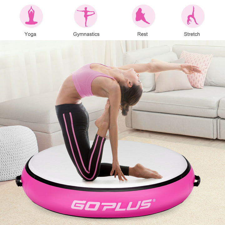 Inflatable Round Gymnastic Mat 20cm Thick Air Track Tumbling-Pink