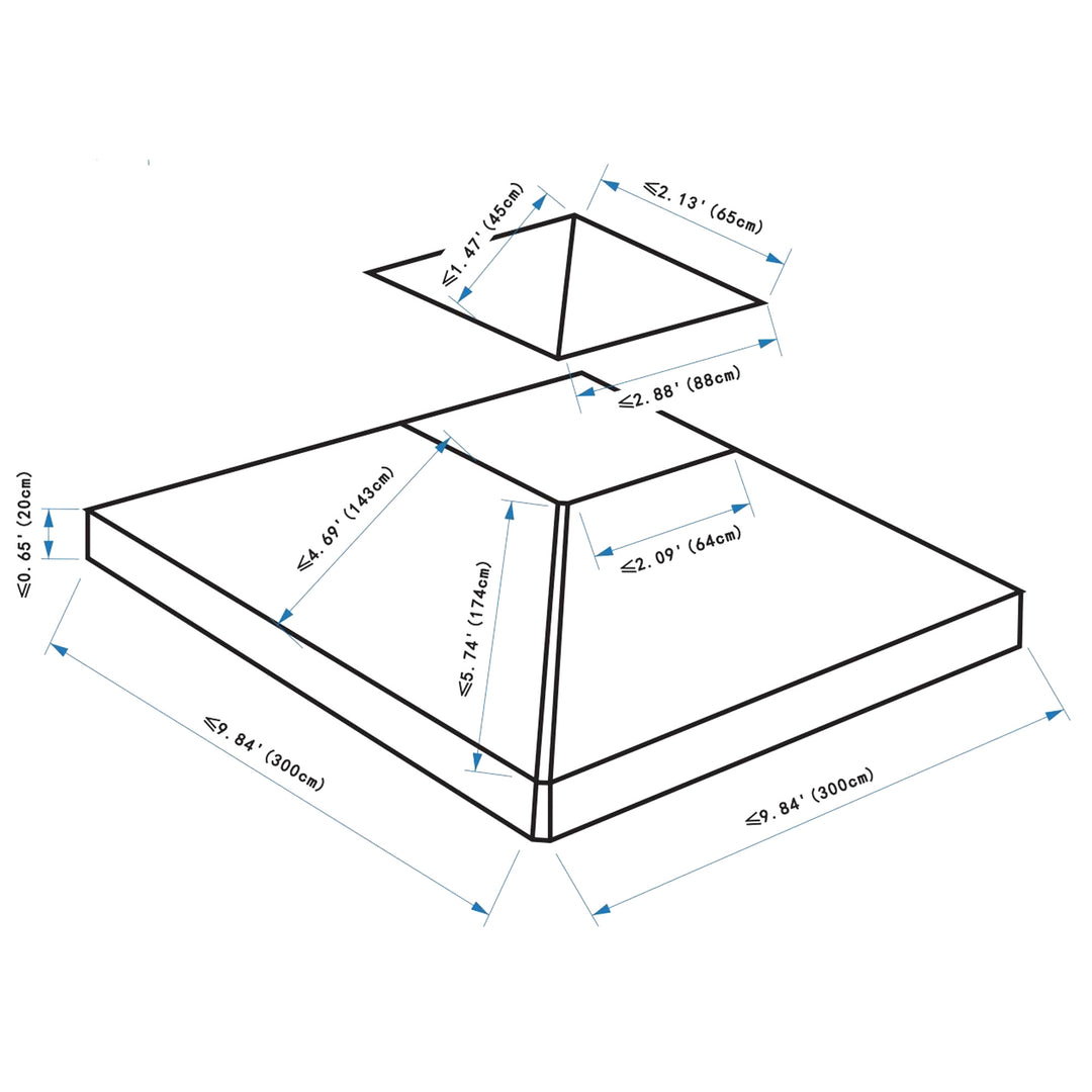 Outsunny 3 x 3(m) Gazebo Canopy Roof Top Replacement Cover Spare Part Deep Grey (TOP ONLY)