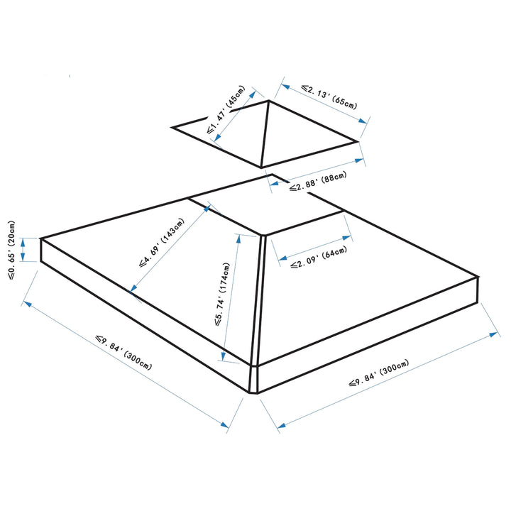 Outsunny 3 x 3(m) Gazebo Canopy Roof Top Replacement Cover Spare Part Deep Grey (TOP ONLY)