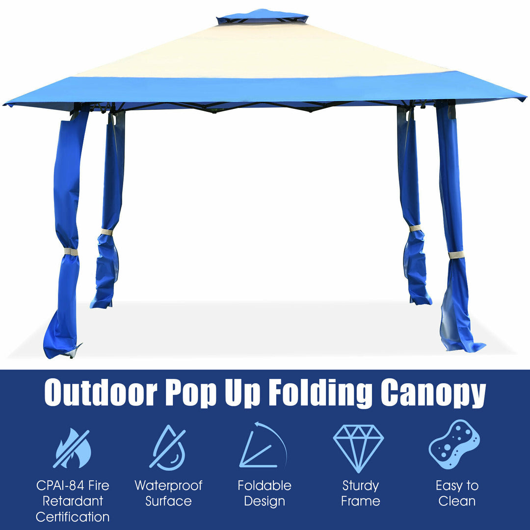 Large Adjustable Height Gazebo Canopy Patio Shelter-Blue