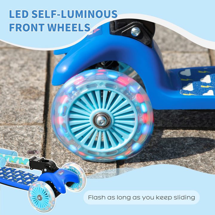 Scooter for Kids Toddler Foldable Kick Scooter with 3 Wheel Adjustable Height Flashing Wheels for Boys and Girls 3-8 Years Blue