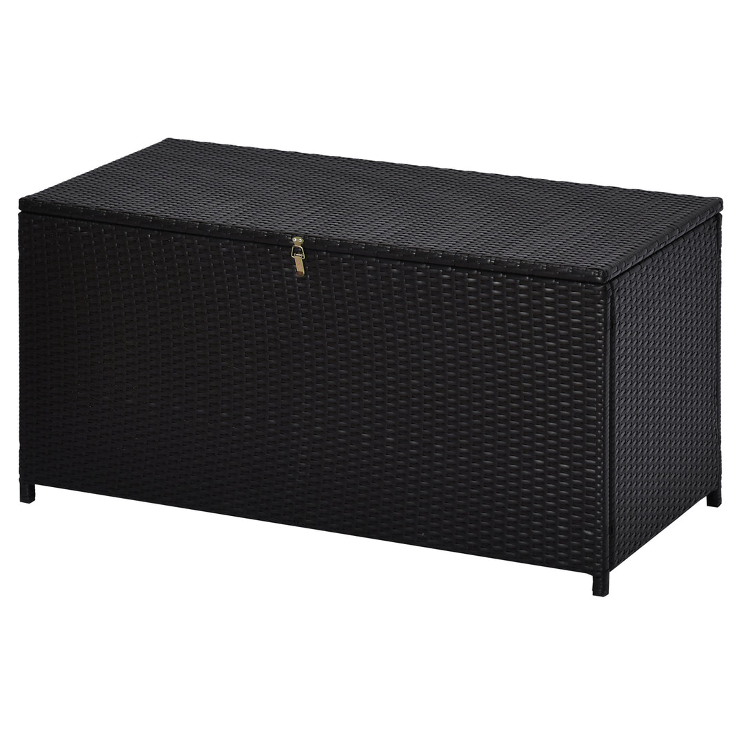 Rattan Storage Box Outdoor Indoor Wicker Cabinet, Dark Brown