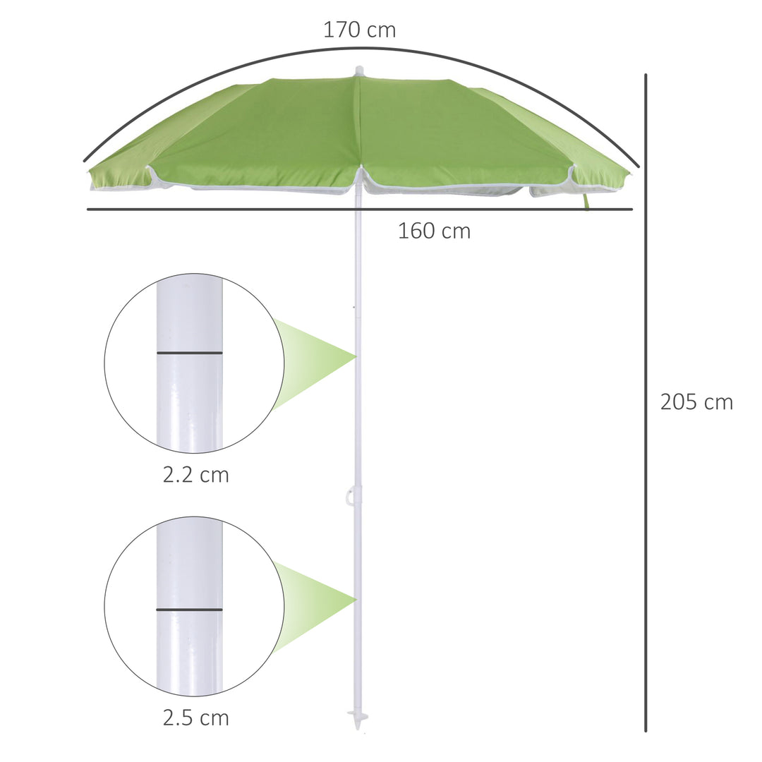 Tilted Steel Frame Beach Parasol- Green
