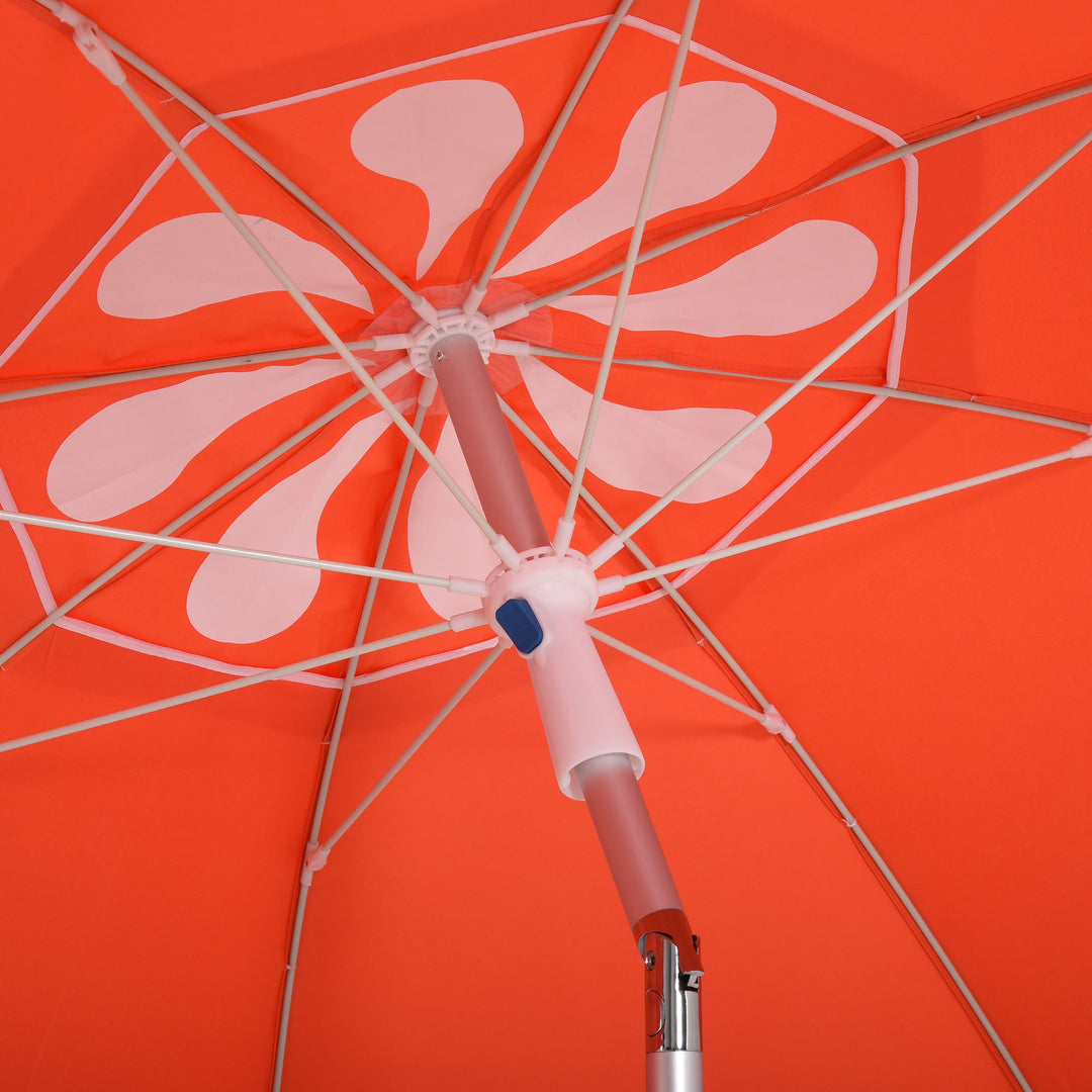 Outsunny Arc. 1.9m Beach Umbrella with Pointed Design Adjustable Tilt Carry Bag for Outdoor Patio Orange