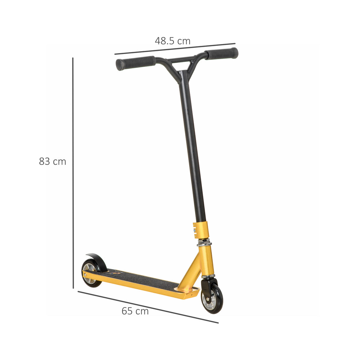 Stunt Scooter, 360° Entry Level Tricks Scooter w/ Lightweight Aluminium Deck and ABEC 7 Bearing, For Age 14+ Beginners, Gold Tone