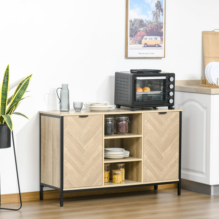 Sideboard Storage Cabinet Cupboard TV Console with 2 Doors and Adjustable Shelves for Dining Room, Kitchen, Living Room, Oak Tone