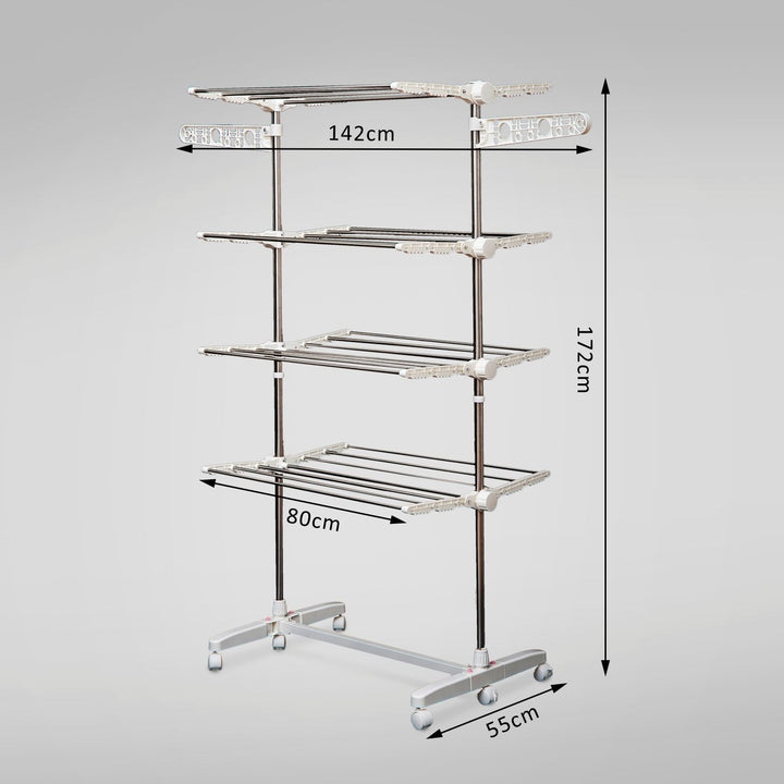 Folding Cloth Rail Adjustable Garment Rack With Wheels (4 Layer)